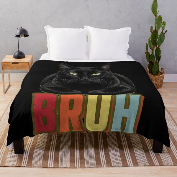 Item preview, Bruh Black Cat Front Portrait 70s Groovy Meme designed and sold by BernoNickel.