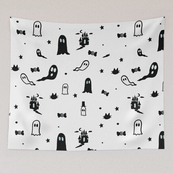 Item preview, Continuous Pattern of Ghosts and Haunted Castles designed and sold by ElizabethCoelho.