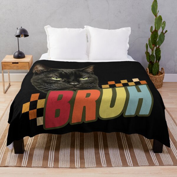 Item preview, Bruh Black Cat Checkerboard 90s Retro Meme designed and sold by BernoNickel.
