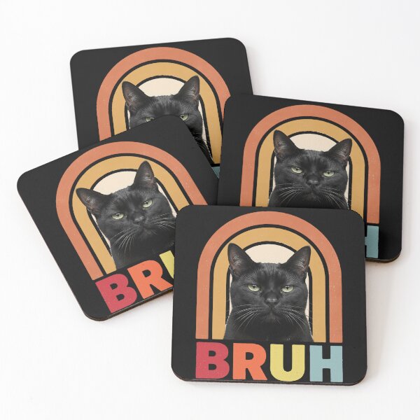 Item preview, Bruh Black Cat Retro Rainbow Arch Meme designed and sold by BernoNickel.