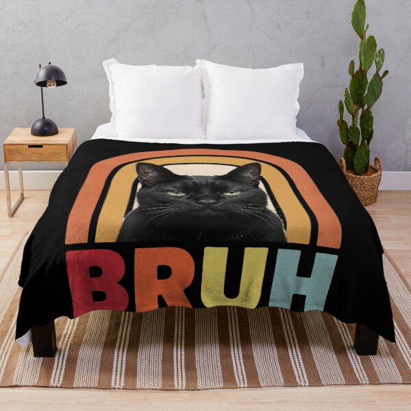 Item preview, Bruh Black Cat Retro Rainbow Arch Meme designed and sold by BernoNickel.