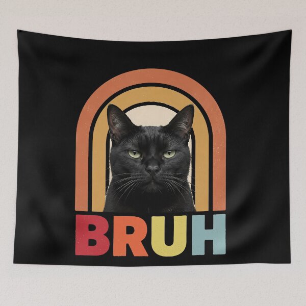 Item preview, Bruh Black Cat Retro Rainbow Arch Meme designed and sold by BernoNickel.