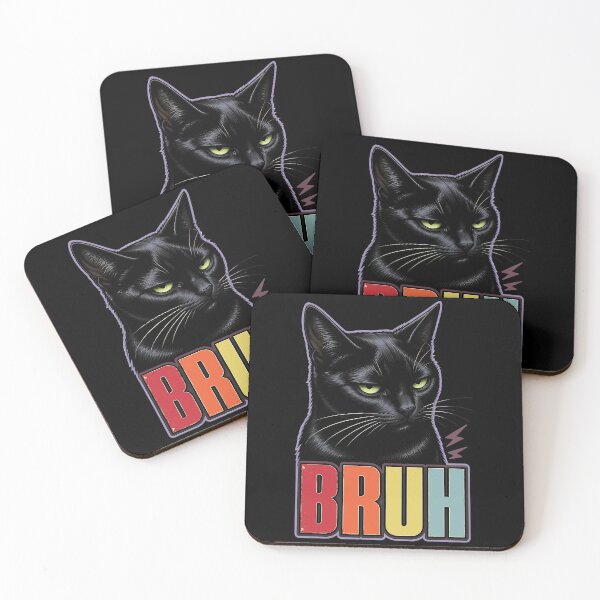 Item preview, Bruh Black Cat Action Retro Typography Meme designed and sold by BernoNickel.