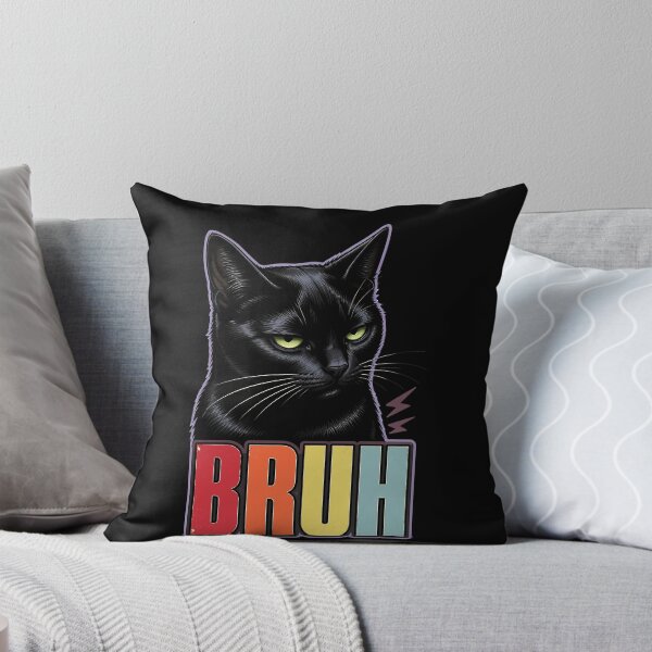 Item preview, Bruh Black Cat Action Retro Typography Meme designed and sold by BernoNickel.
