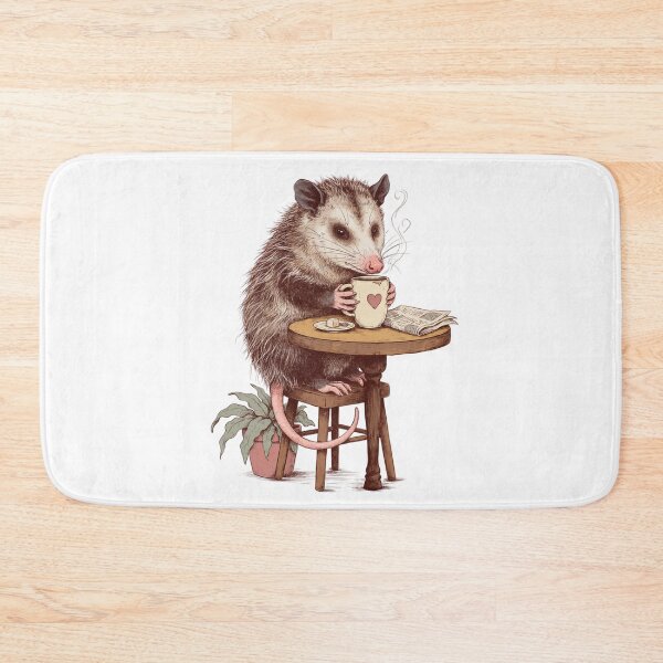 Item preview, Cozy Opossum Drinking Coffee Cute Animal Art designed and sold by No Excuses Supply.