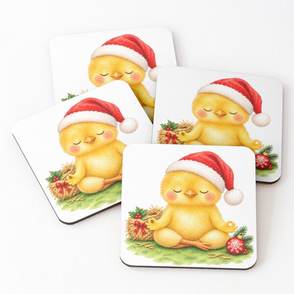 Item preview, Christmas Yoga Chick – Peaceful Santa Hat Meditation designed and sold by YogiAnimalArt.