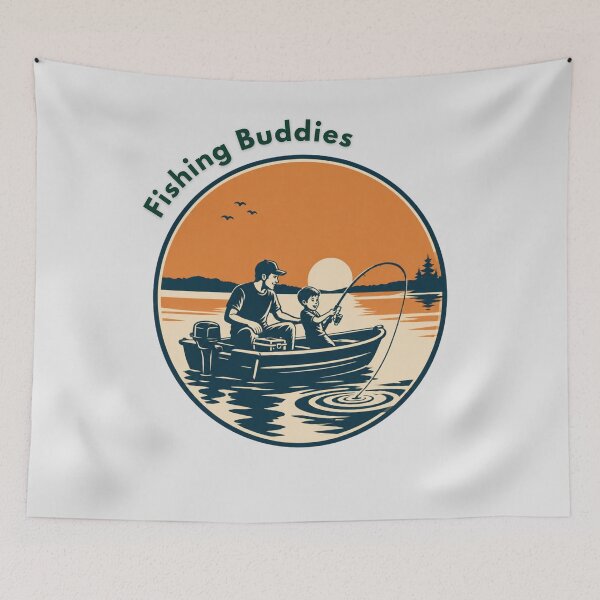 Item preview, Time together fishing boat retro design for dad and son designed and sold by TerraStyleTina.