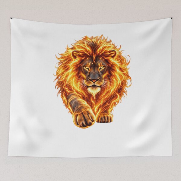 Item preview, Fiery Golden Lion Fantasy Art designed and sold by Wiamprint.