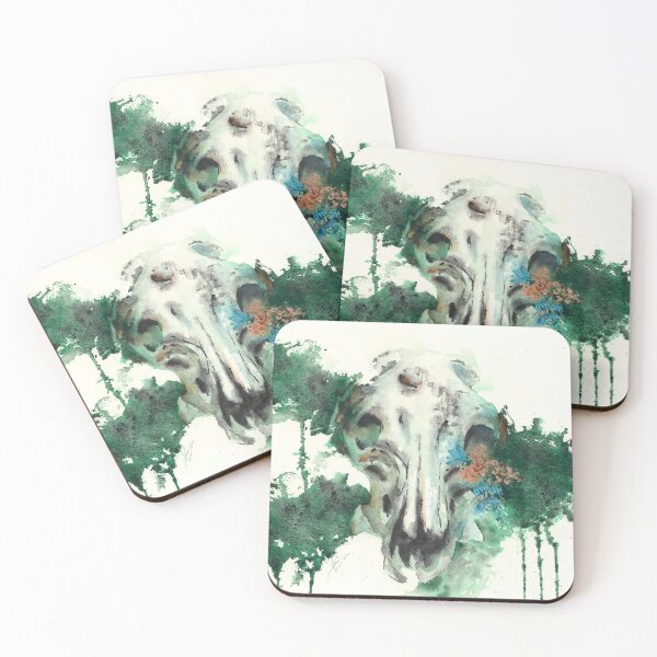 Item preview, Mossy Animal Skull Watercolor Painting designed and sold by Valerie Englehart.