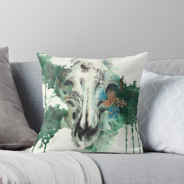 Item preview, Mossy Animal Skull Watercolor Painting designed and sold by Valerie Englehart.
