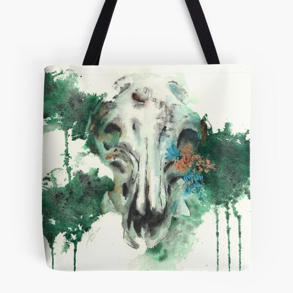 Item preview, Mossy Animal Skull Watercolor Painting designed and sold by Valerie Englehart.