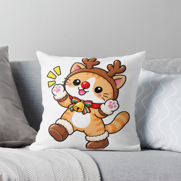 Item preview, Cute Christmas Reindeer Cat – Kawaii Orange Tabby Kitty in Reindeer Costume designed and sold by NoopnyangStudio.