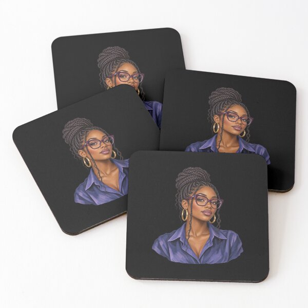 Item preview, Braided Bun and Plum Glasses Portrait designed and sold by AMICO77.