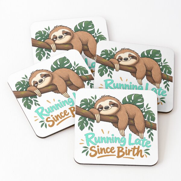 Item preview, Running Late Since Birth – Funny Sloth Cartoon designed and sold by DaisukeJapan.