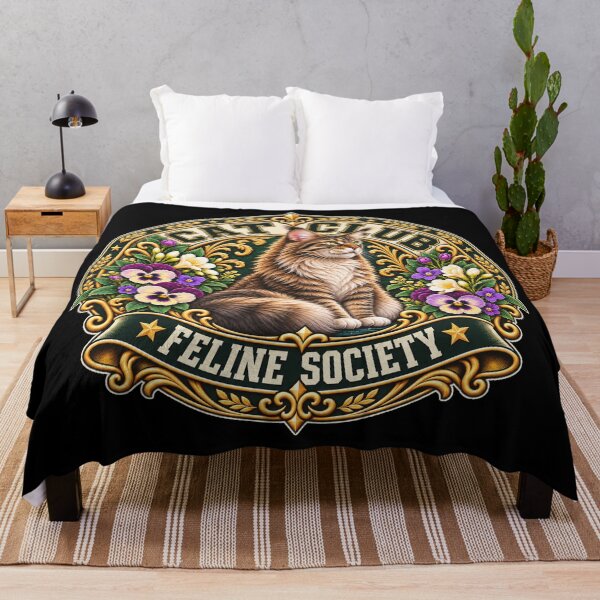Item preview, Cat Club Feline Society – Vintage Maine Coon & Pansies Art designed and sold by thirtyonestars.