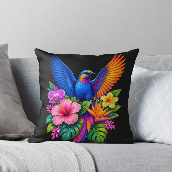 Item preview, Colorful tropical bird with exotic flowers designed and sold by design-rebell.