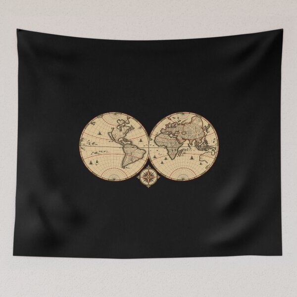 Item preview, Antique Twin Hemispheres with Compass Rose designed and sold by AMICO77.