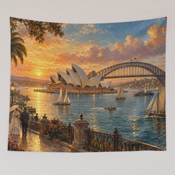 Item preview, Sydney Opera House – Romantic Harbour Sunset Oil Painting Art designed and sold by DoReMiStudio.