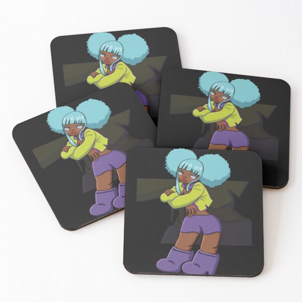 Item preview, Cyberpunk Anime Girl with Blue Afro designed and sold by KivaraCreative.