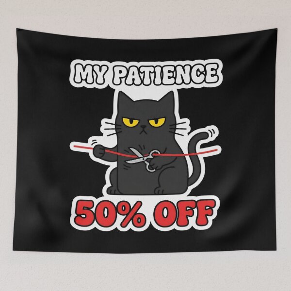 Item preview, My Patience 50 Percent Off Funny Black Cat Sarcastic designed and sold by PozivoPlus.