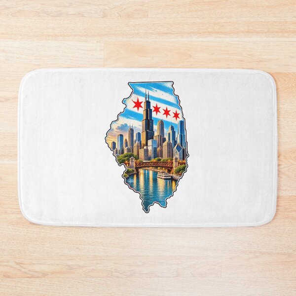 Item preview, Illinois Chicago Skyline | Chicago Flag Stars and River Cityscape designed and sold by Paper Drip.