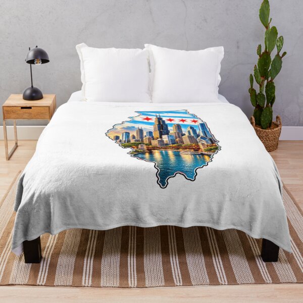 Item preview, Illinois Chicago Skyline | Chicago Flag Stars and River Cityscape designed and sold by Paper Drip.