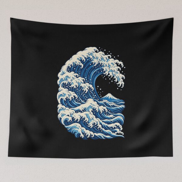 Item preview, Curling Blue Wave and Distant Mountain designed and sold by AMICO77.