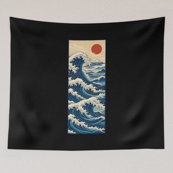 Item preview, Vertical Ocean Wave and Mountain Print designed and sold by AMICO77.