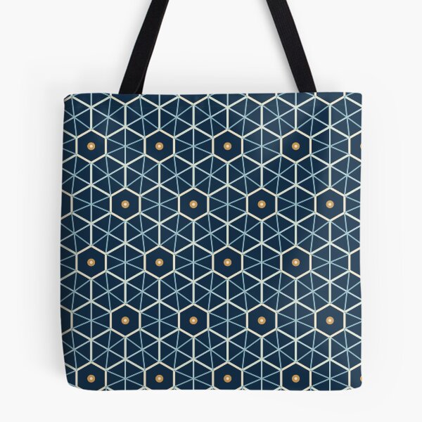 Item preview, Japanese Asanoha Geometric Pattern in Navy Blue and Gold designed and sold by KokoDeez.
