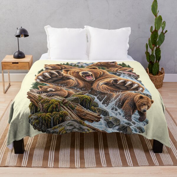 Item preview, Grizzly Bears Mountain River Wilderness Roar designed and sold by TeeARTHY.