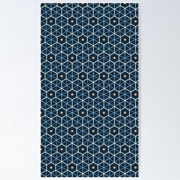 Item preview, Japanese Asanoha Geometric Pattern in Navy Blue and Gold designed and sold by KokoDeez.