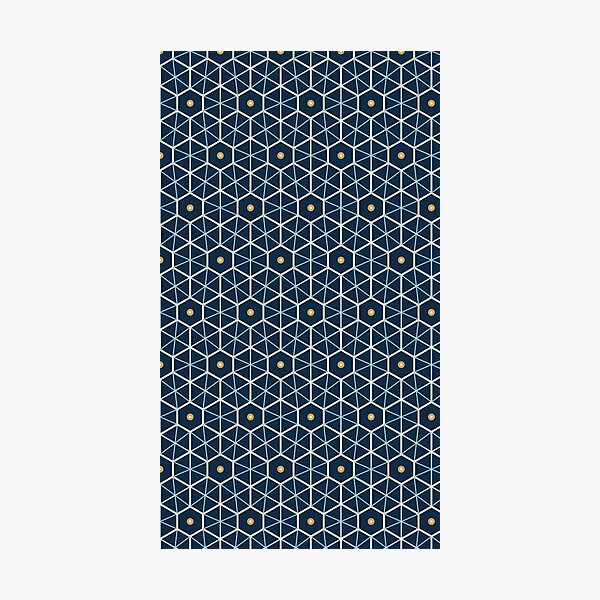 Item preview, Japanese Asanoha Geometric Pattern in Navy Blue and Gold designed and sold by KokoDeez.