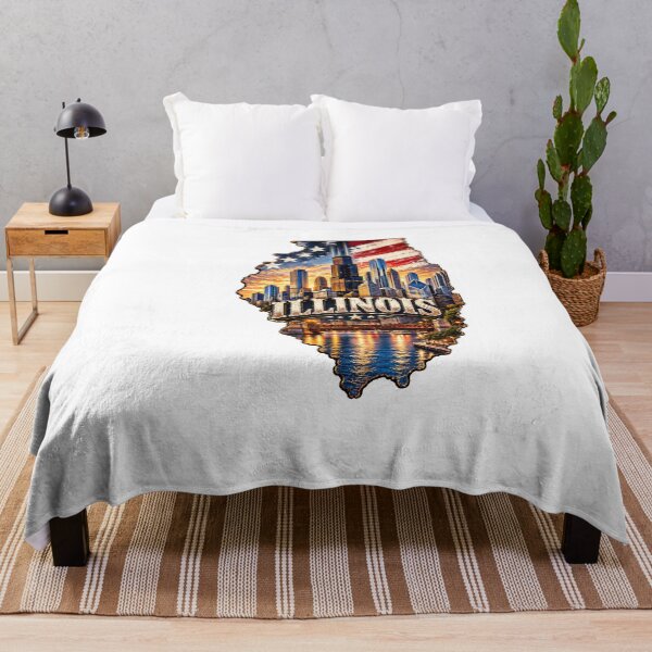 Item preview, Illinois Vintage Skyline | Distressed American Flag Chicago Art designed and sold by Paper Drip.