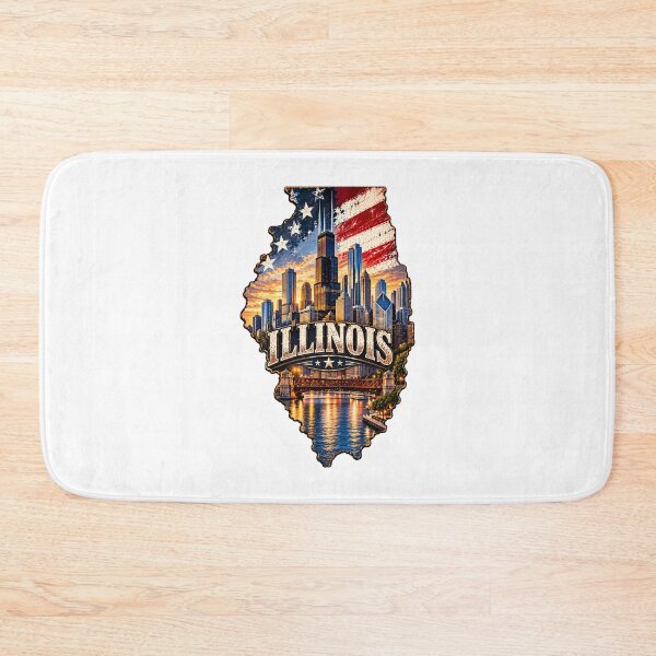 Item preview, Illinois Vintage Skyline | Distressed American Flag Chicago Art designed and sold by Paper Drip.