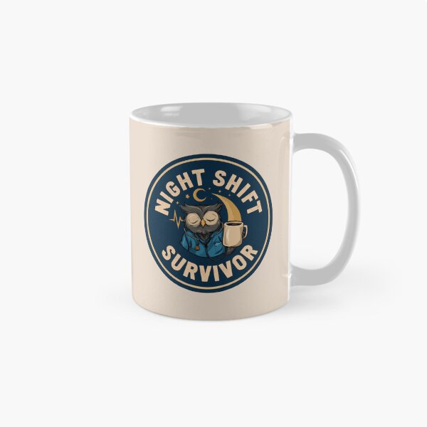 Item preview, Night Shift Survivor Nurse Owl with Coffee and Stethoscope designed and sold by peterdesigns.