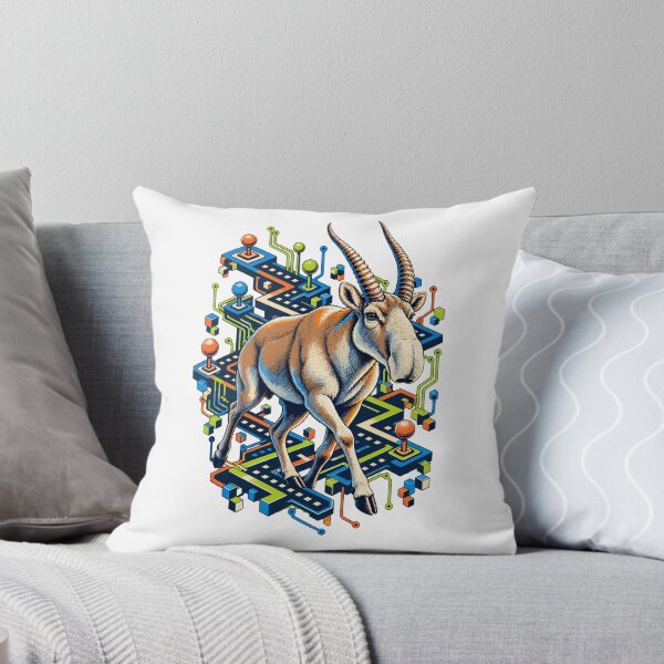 Item preview, Saiga antelope in the colorful arcade maze designed and sold by Gloddeck Prints.