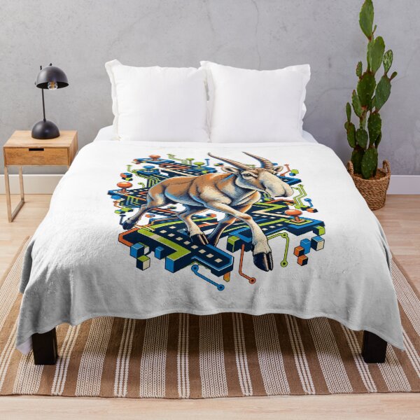 Item preview, Saiga antelope in the colorful arcade maze designed and sold by Gloddeck Prints.