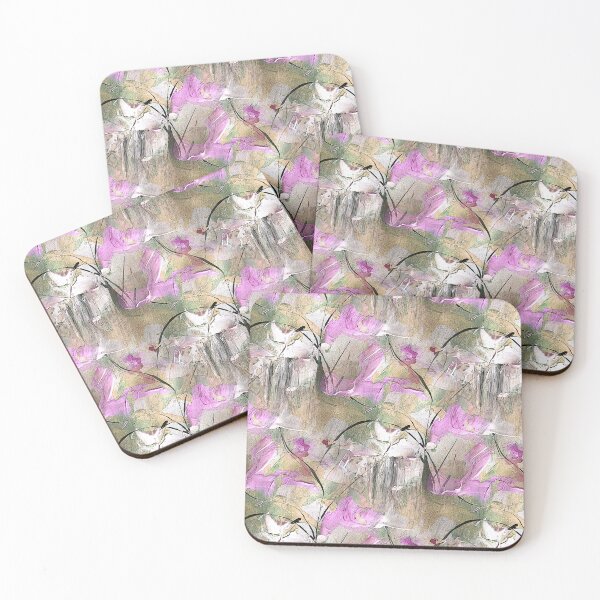 Item preview, Impressionistic Bird Flower Garden in Pink and Beige designed and sold by Artistestella.