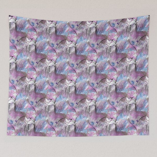 Item preview, Impressionistic Bird Flower Garden in Pink and Blue designed and sold by Artistestella.