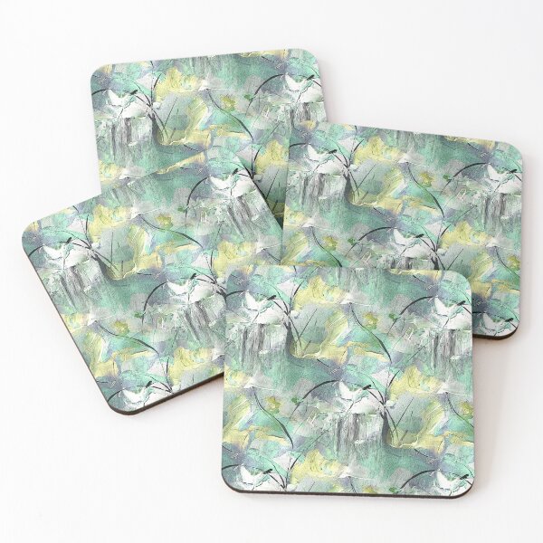 Item preview, Impressionistic Bird Flower Garden in Yellow and Teal designed and sold by Artistestella.