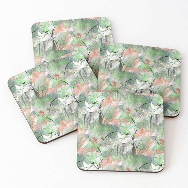 Item preview, Impressionistic Bird Flower Garden in Peach and Green designed and sold by Artistestella.