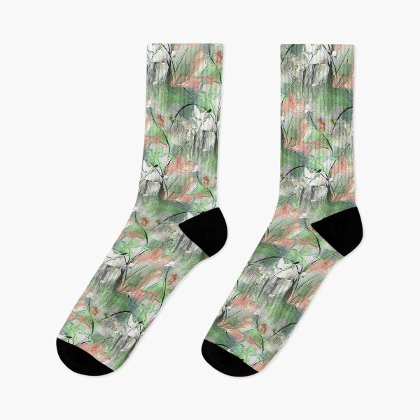 Item preview, Impressionistic Bird Flower Garden in Peach and Green designed and sold by Artistestella.
