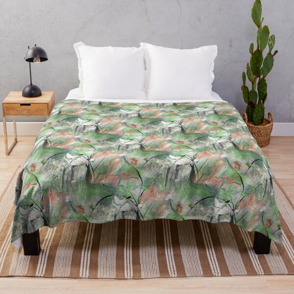 Item preview, Impressionistic Bird Flower Garden in Peach and Green designed and sold by Artistestella.