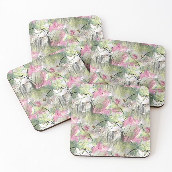Item preview, Impressionistic Bird Flower Garden in Pink and Green designed and sold by Artistestella.