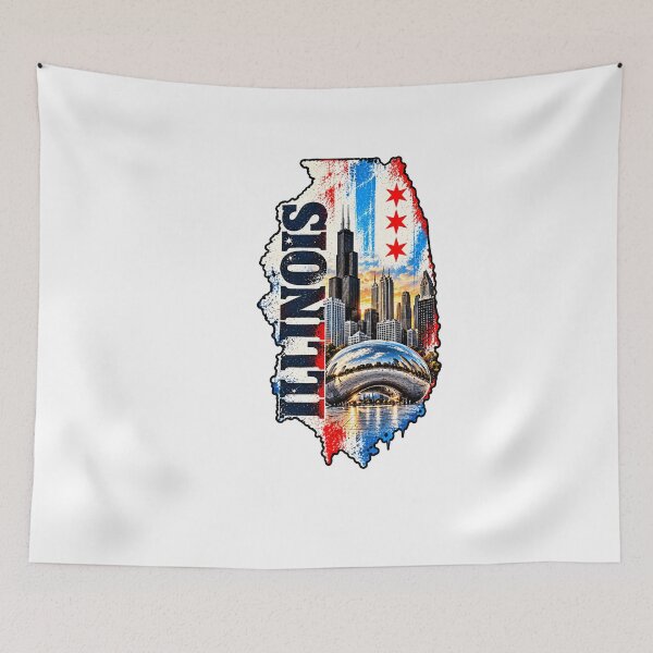 Item preview, Illinois Grunge Skyline | Black and White Chicago Urban Art designed and sold by Paper Drip.