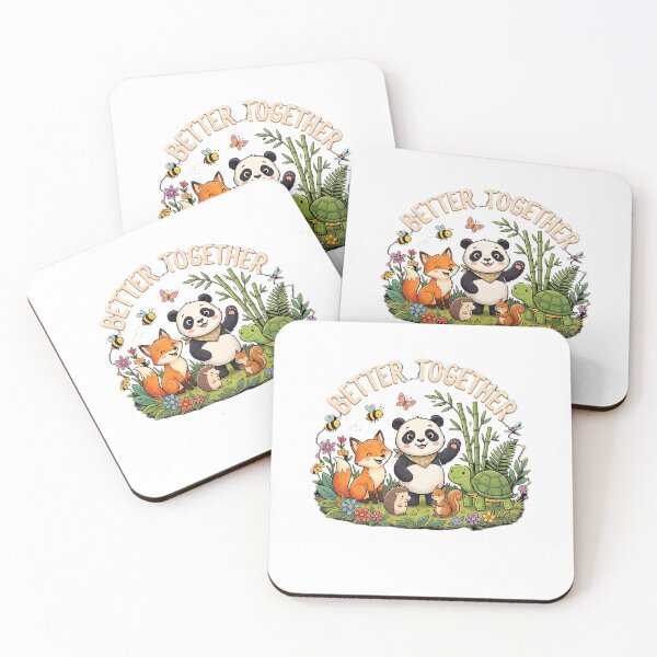Item preview, Better Together Cute Panda Fox Hedgehog Pattern designed and sold by foxscribbles.
