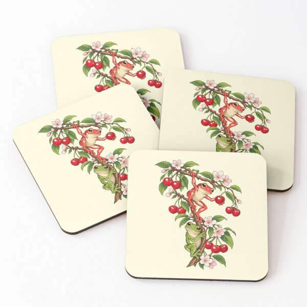 Item preview, Cherry Blossom Branch Tree Frogs Botanical designed and sold by TeeARTHY.