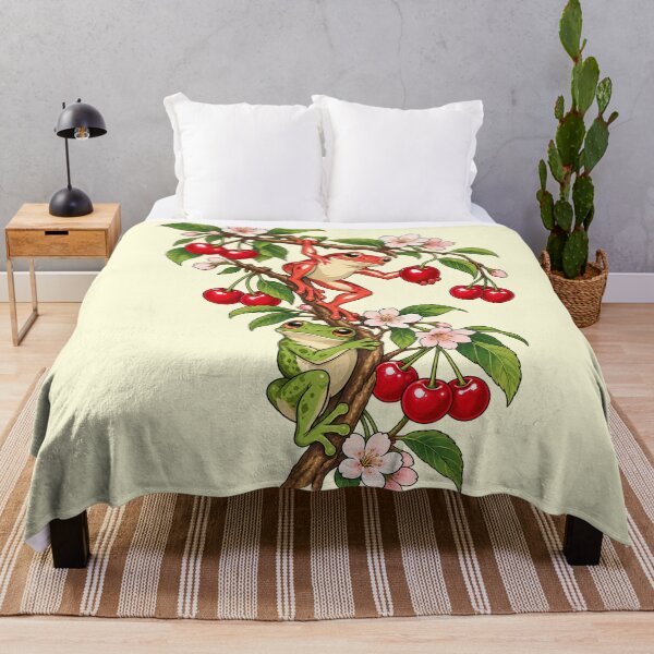 Item preview, Cherry Blossom Branch Tree Frogs Botanical designed and sold by TeeARTHY.
