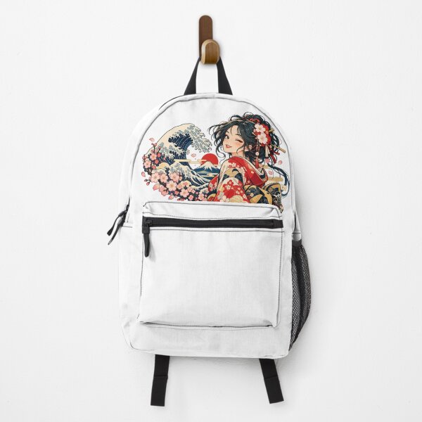 Item preview, Japanese Kimono Girl – Ukiyo-e Anime Great Wave designed and sold by DaisukeJapan.