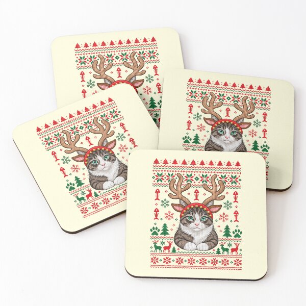Item preview, Reindeer Antlers Cat Fair Isle Christmas Sweater  designed and sold by TeeARTHY.